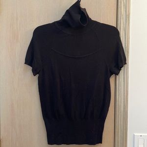 Short-sleeved black mock turtleneck